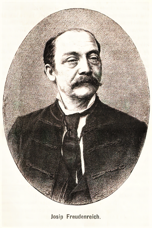 Josip Freudenreich kao 55-ogodišnjak. Portret objavljen u <em>Vijencu</em> 1881. godine