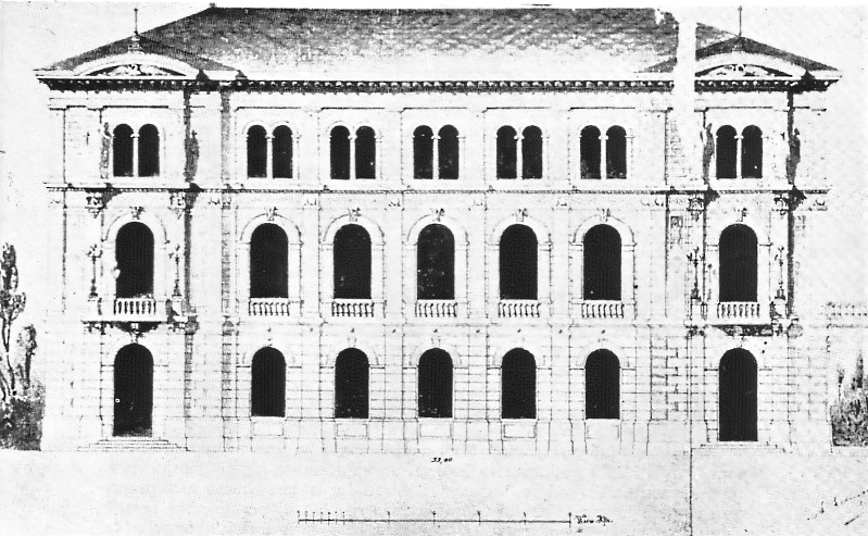 Nacrt arhitekta Hermana Helmera za pročelje kazališne zgrade u Varaždinu