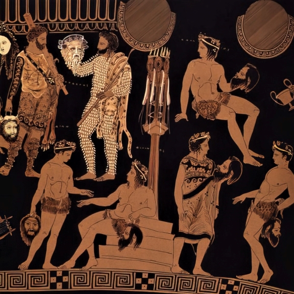 Pronomosova vaza – likovi u kostimima i maskama 