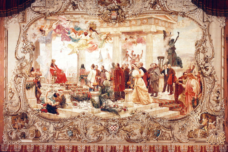 Svečani zastor HNk-a u Zagrebu - <em>Preporod hrvatske književnosti i umjetnosti</em> Vlahe Bukovca